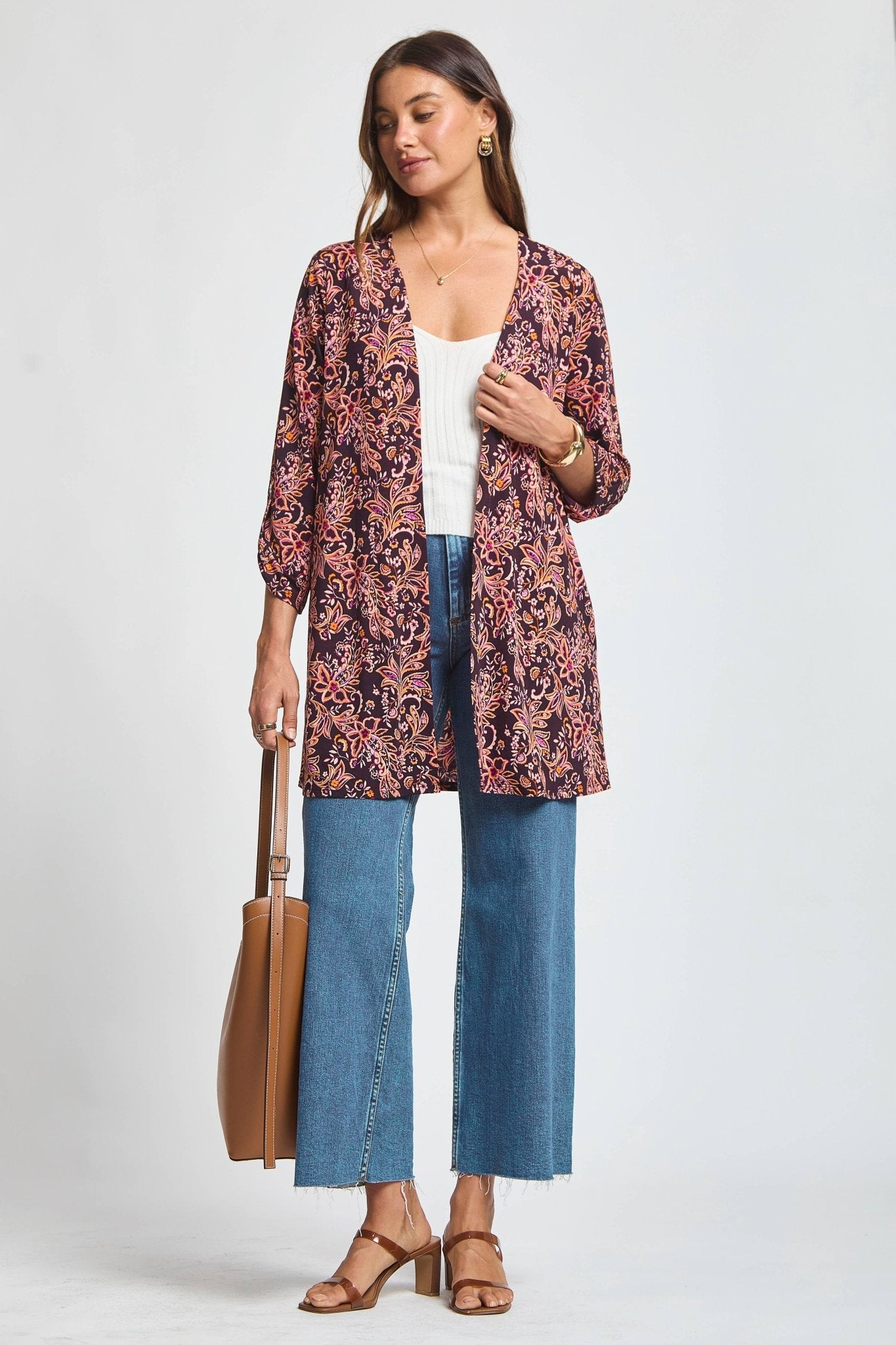 Printed Open Front Cardigan - The Country Rabbit Gifts & Décor