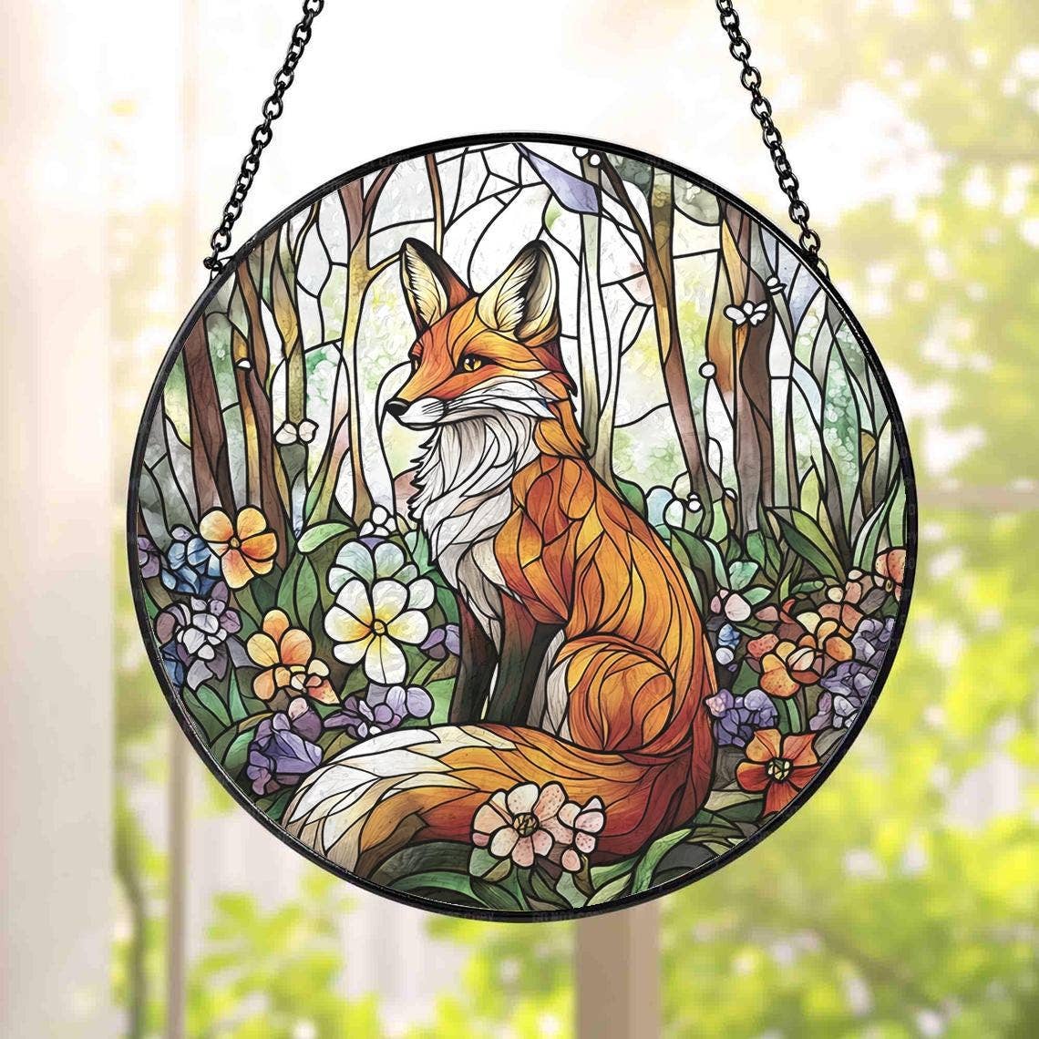 Red Fox Stained Glass Suncatcher - The Country Rabbit Gifts & Décor