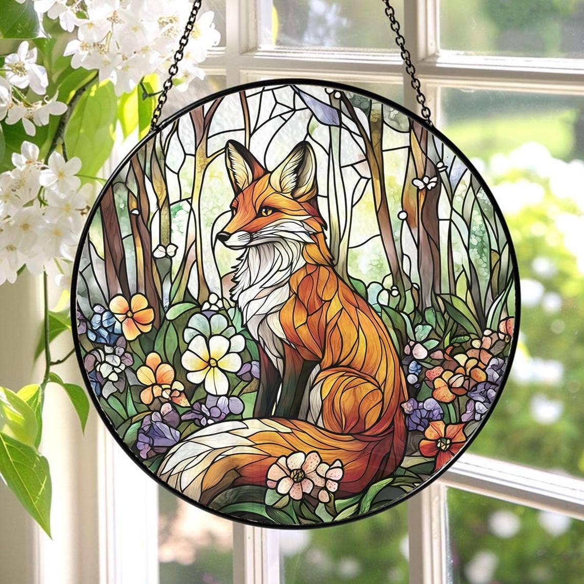 Red Fox Stained Glass Suncatcher - The Country Rabbit Gifts & Décor