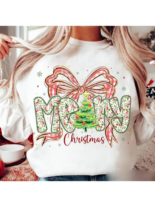 Red Plaid Bow Merry Christmas with Tree - The Country Rabbit Gifts & Décor