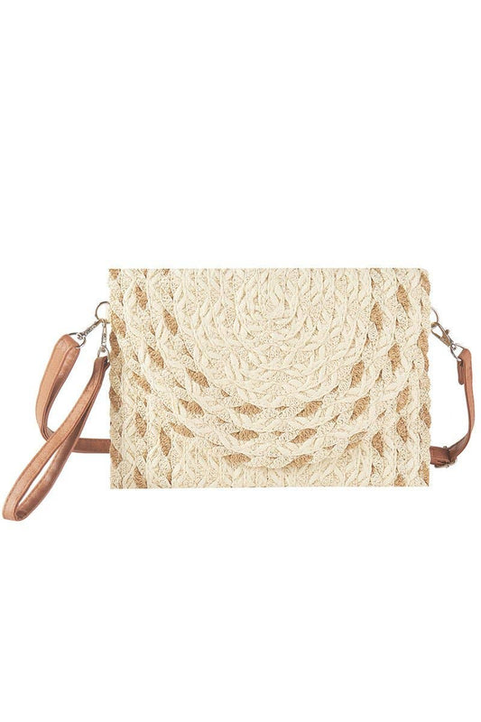 Resort Ready Beige Straw Envelope Crossbody Clutch - The Country Rabbit Gifts & Décor