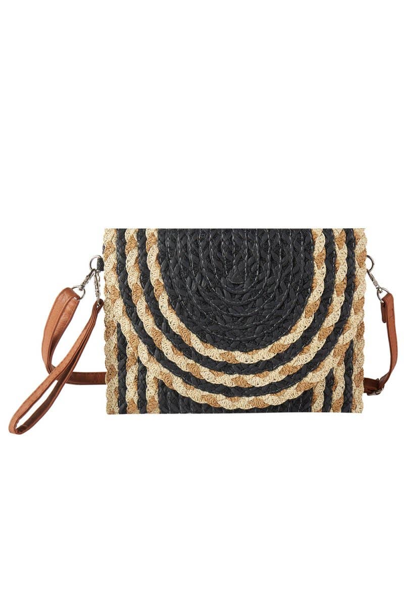 Resort Ready Black Straw Envelope Crossbody Clutch - The Country Rabbit Gifts & Décor