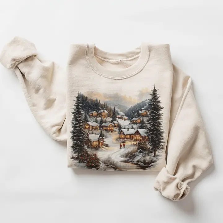 Retro Christmas Winter Village Sweatshirt - The Country Rabbit Gifts & Décor