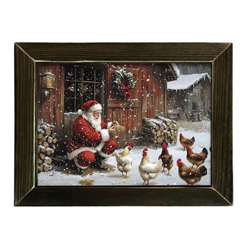 Santa Feeding Chickens 12"x16" Framed Print - The Country Rabbit Gifts & Décor