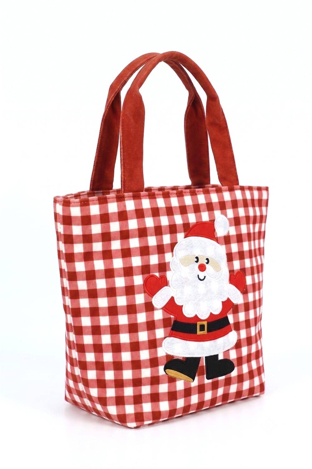 Santa Gingham Tote Bag - The Country Rabbit Gifts & Décor