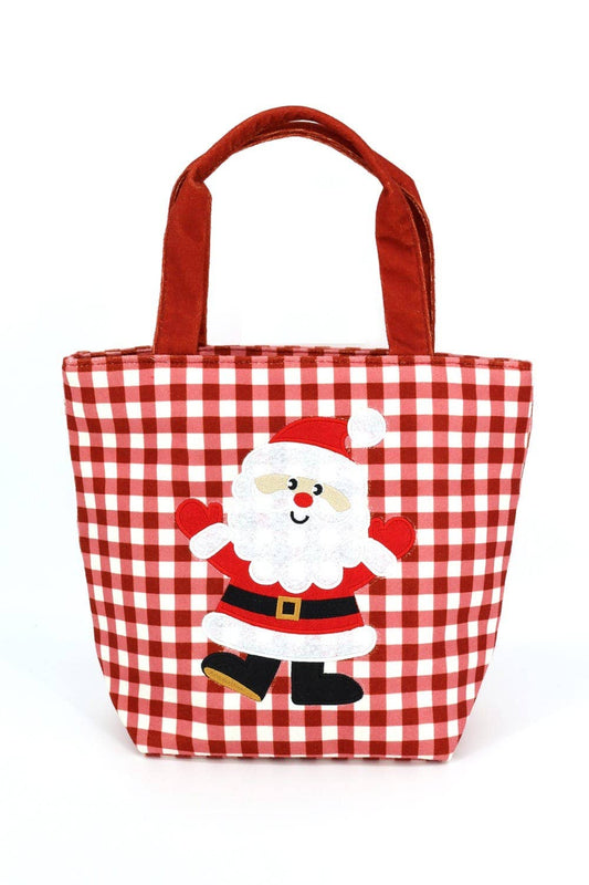 Santa Gingham Tote Bag - The Country Rabbit Gifts & Décor