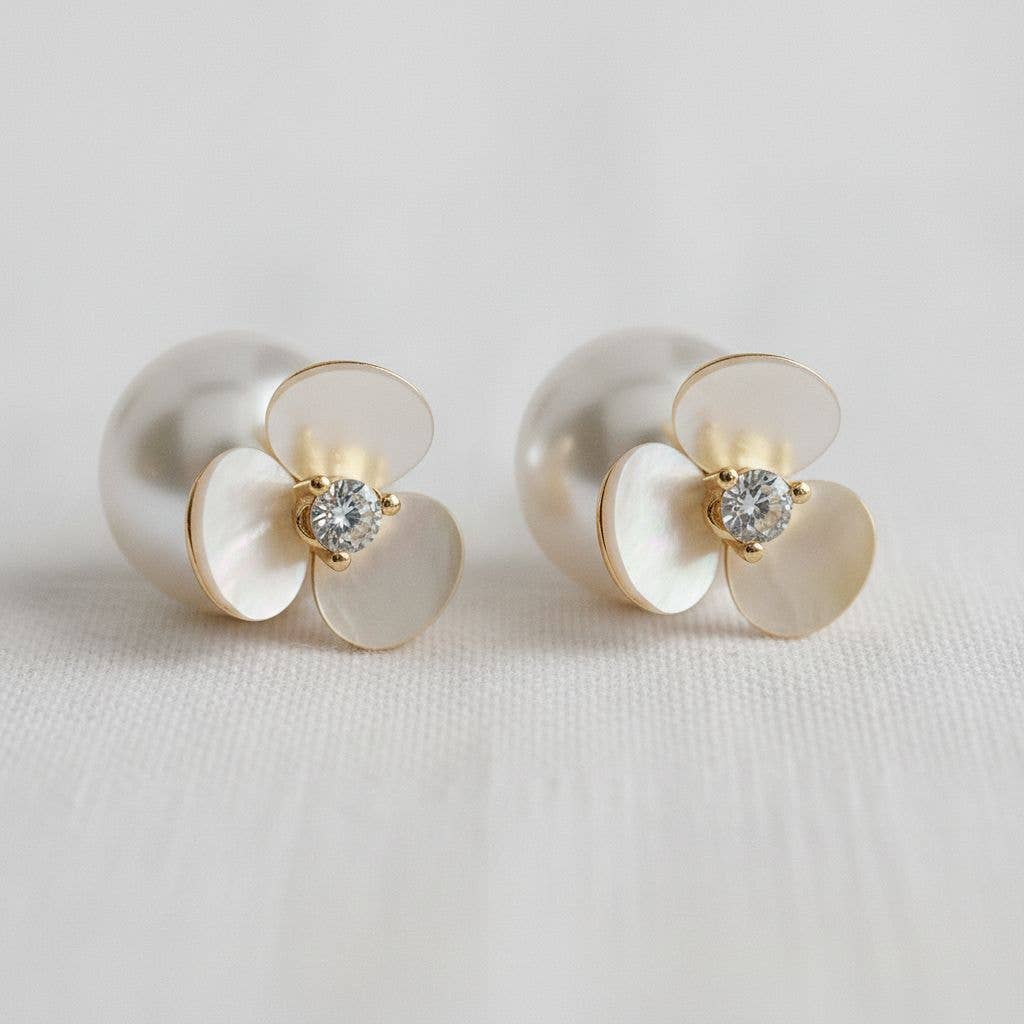 Shell Blossom Pearl Drop Earrings - The Country Rabbit Gifts & Décor