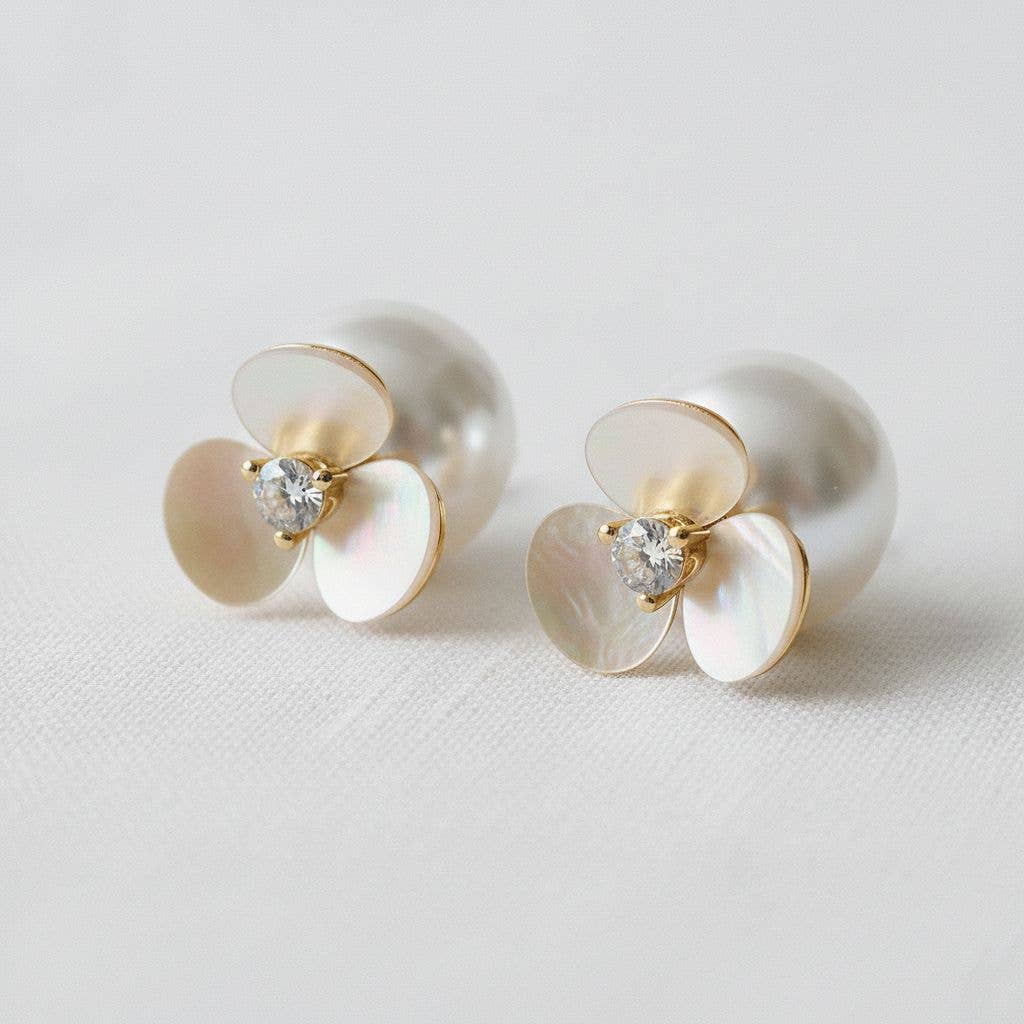 Shell Blossom Pearl Drop Earrings - The Country Rabbit Gifts & Décor