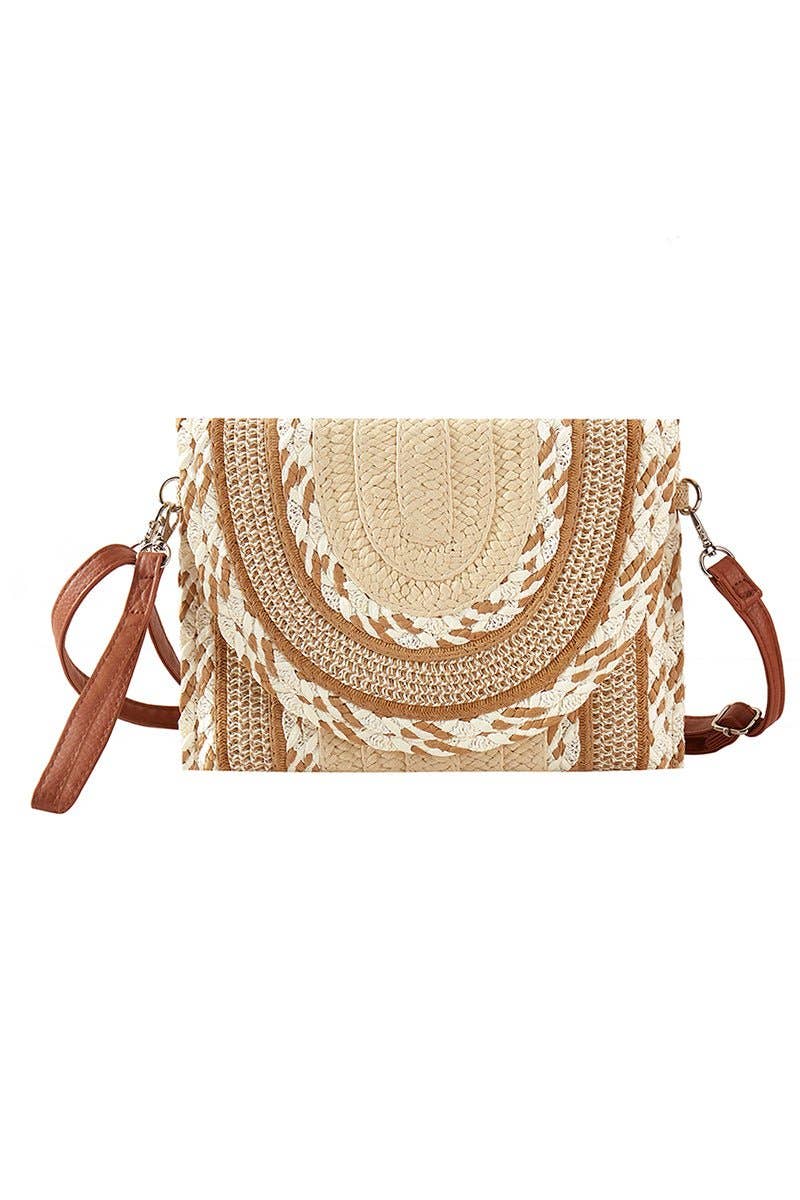 Sienna Beige Straw Envelope Crossbody Clutch - The Country Rabbit Gifts & Décor
