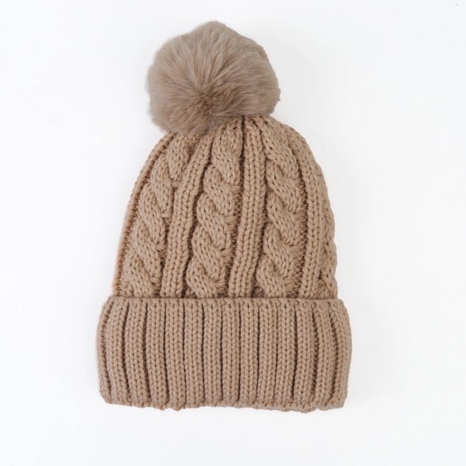 Sierra Cable Knit Pom Lined Beanie Hat - The Country Rabbit Gifts & Décor