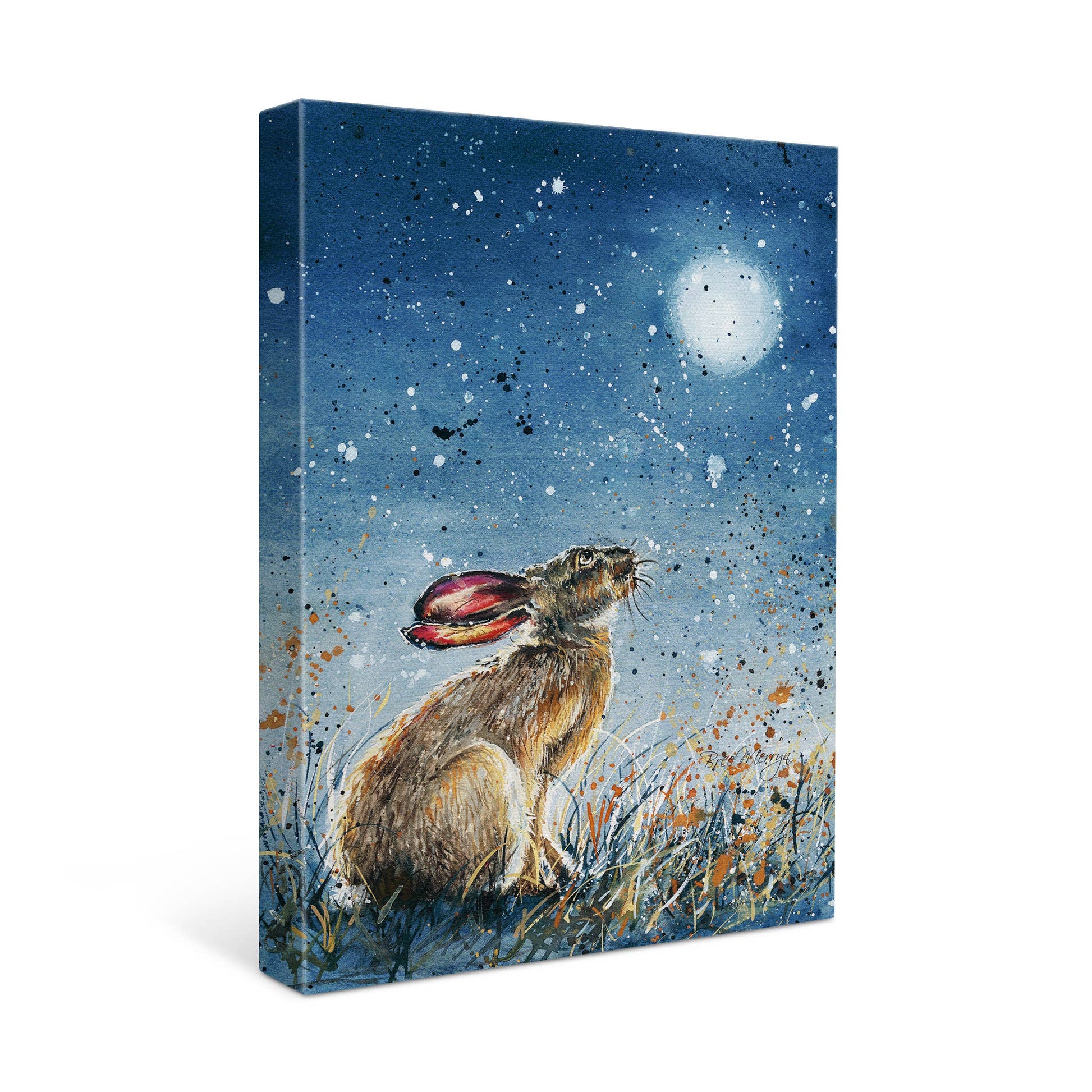 Small Canvas Wall Art Starry Night Sky with Rabbit in the Moonlight (6"x8") - The Country Rabbit Gifts & Décor