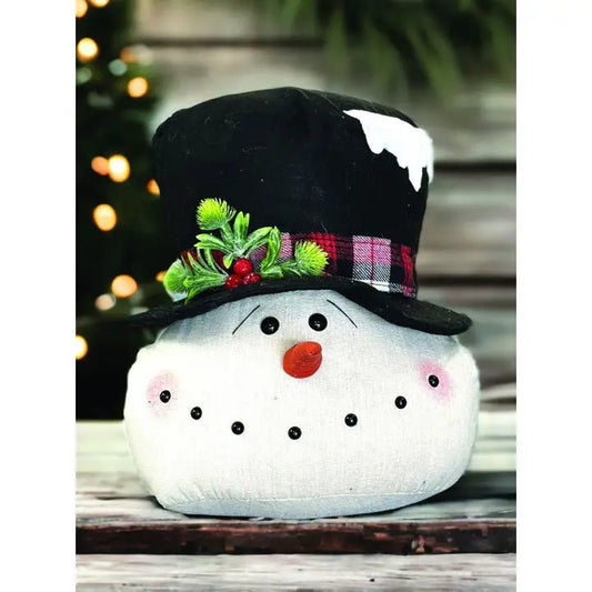 Snowman Head Plush with Black Hat - The Country Rabbit Gifts & Décor