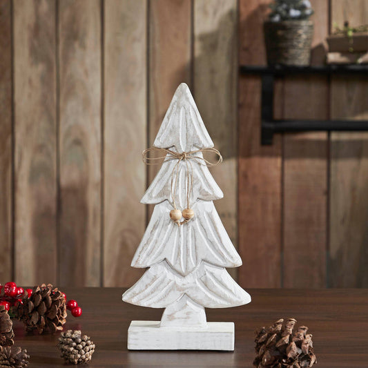 Snowy Tree Textured Wooden White 12.25x6x2.5 - The Country Rabbit Gifts & Décor