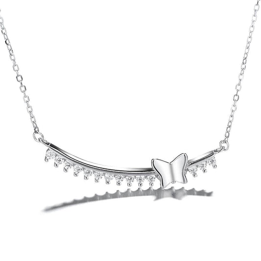 Sterling Silver Butterfly Perched on Branch Necklace - The Country Rabbit Gifts & Décor