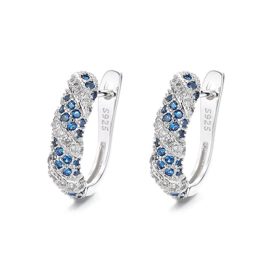 Sterling Silver Sapphire and Crystal Huggie Earrings - The Country Rabbit Gifts & Décor