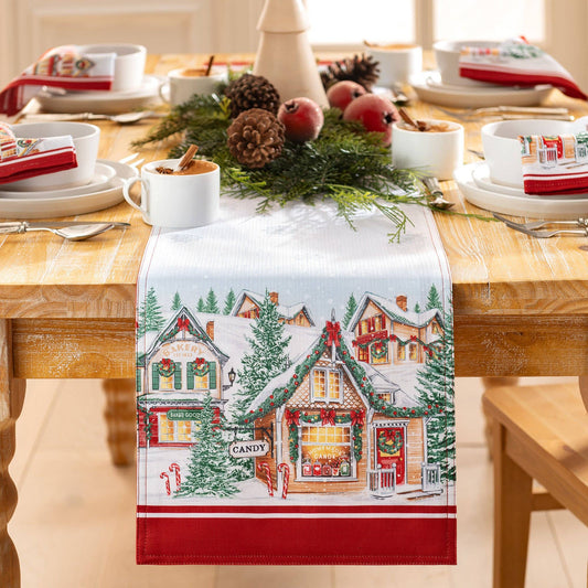 Storybook Christmas Village Holiday Table Runner - 13x70 - The Country Rabbit Gifts & Décor