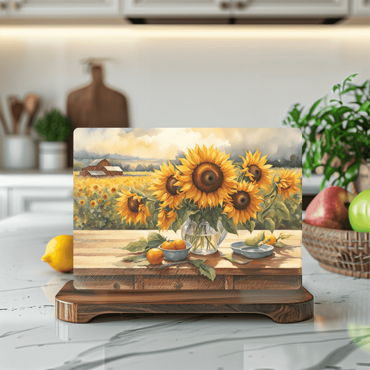 Sunflower Tempered Glass Kitchen Cutting & Serving Board - The Country Rabbit Gifts & Décor