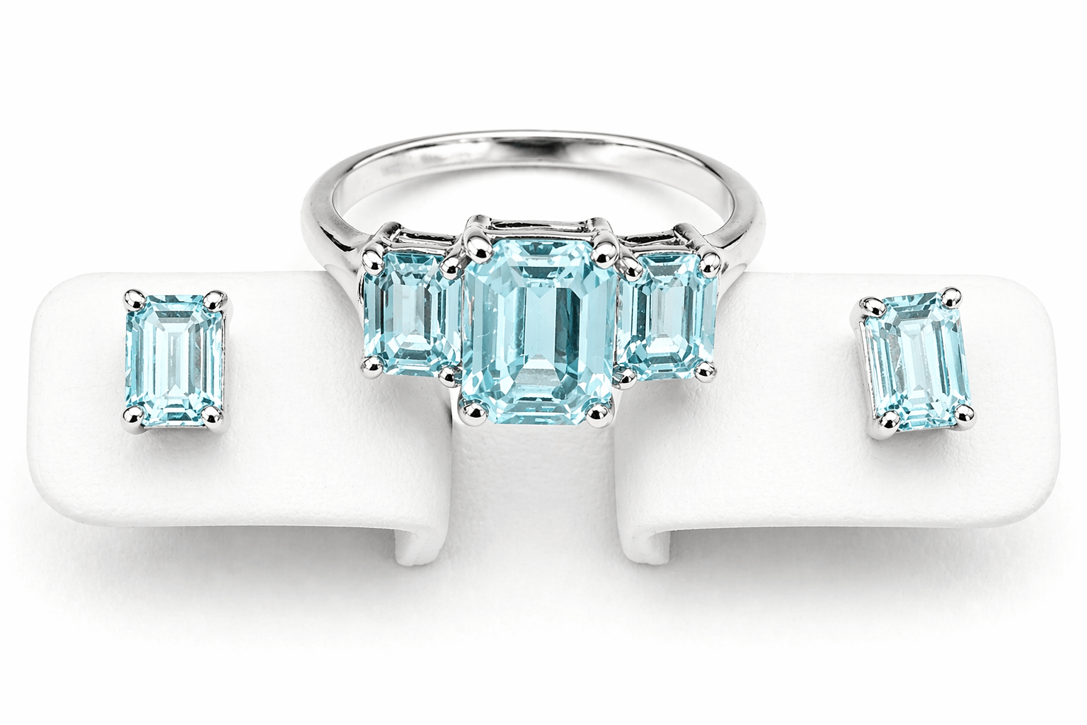 Swarovski Aqua Blue Crystal Ring & Studs Handmade Set - The Country Rabbit Gifts & Décor