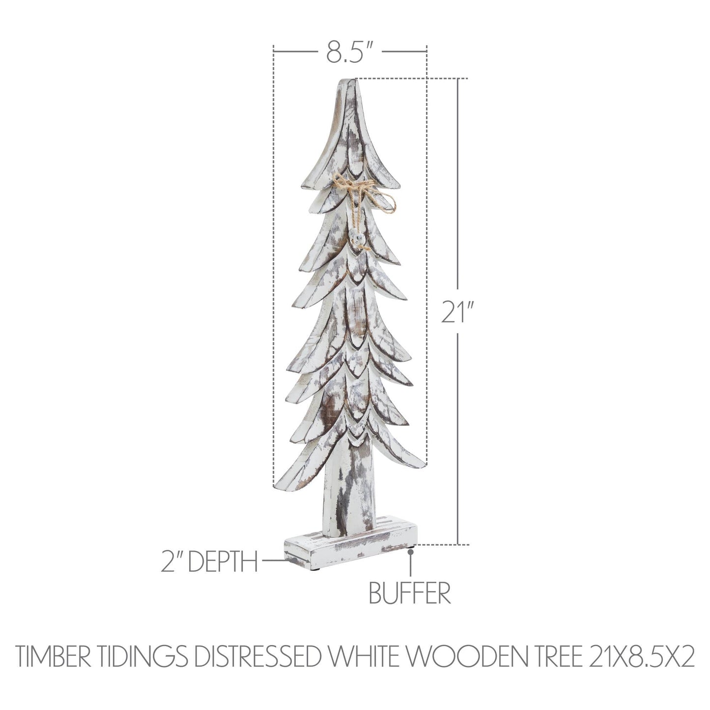 Timber Tidings Distressed White Wooden Tree 21x8.5x2 - The Country Rabbit Gifts & Décor