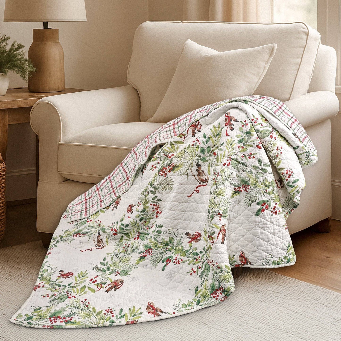 Tinsel Tidings Quilted Throw Blanket - The Country Rabbit Gifts & Décor
