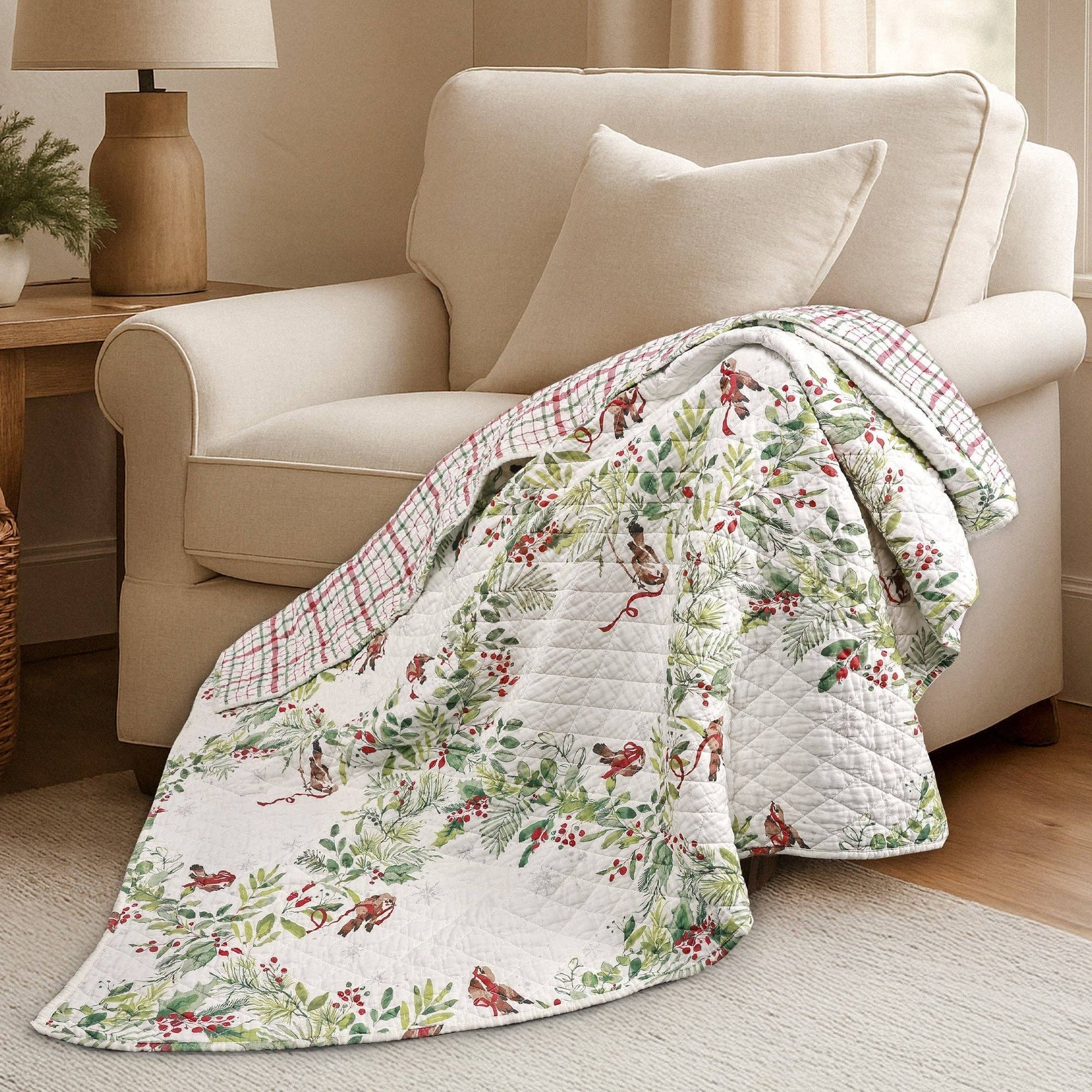 Tinsel Tidings Quilted Throw Blanket - The Country Rabbit Gifts & Décor