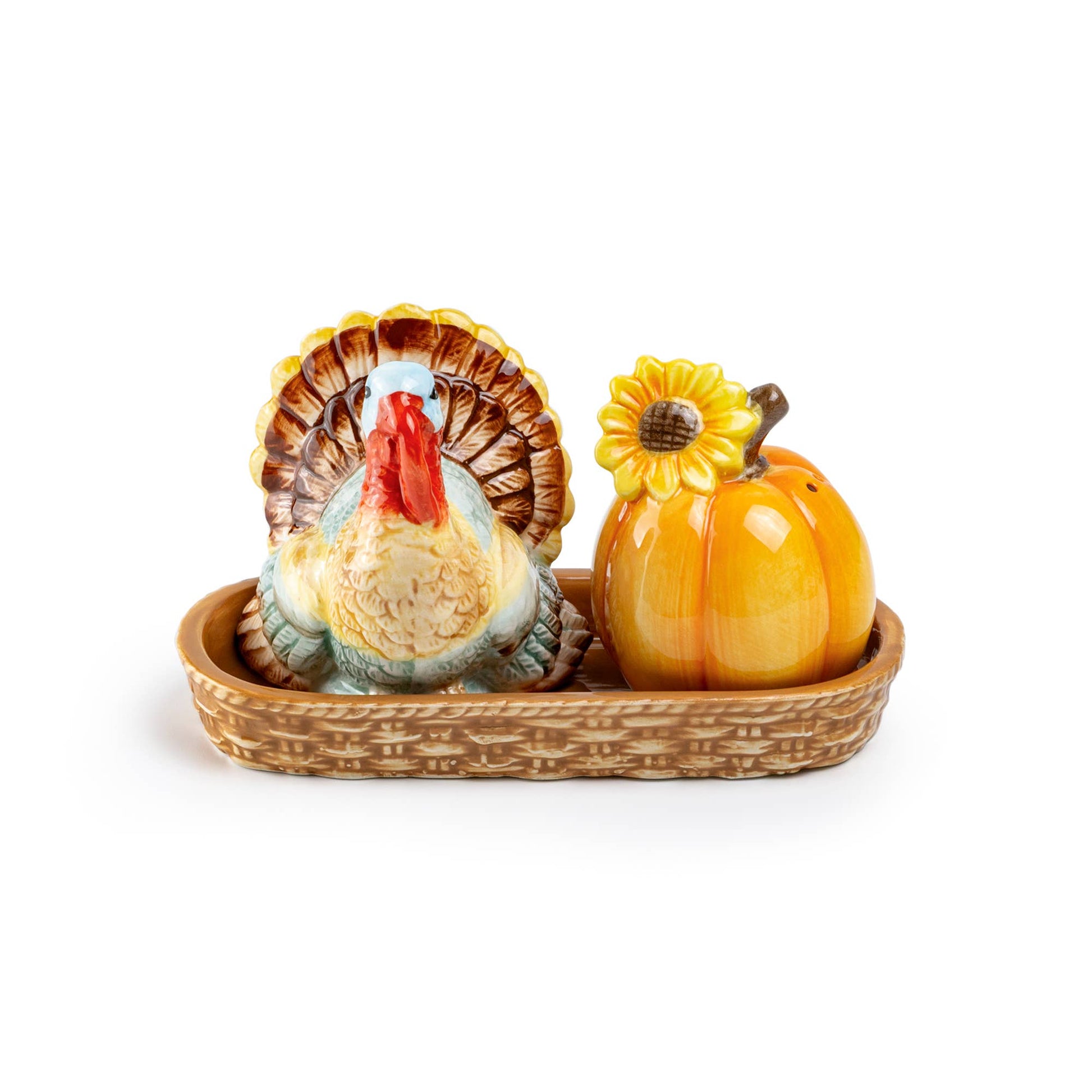 Turkey and Pumpkin Salt and Pepper Shaker Set - Gift Boxed - The Country Rabbit Gifts & Décor