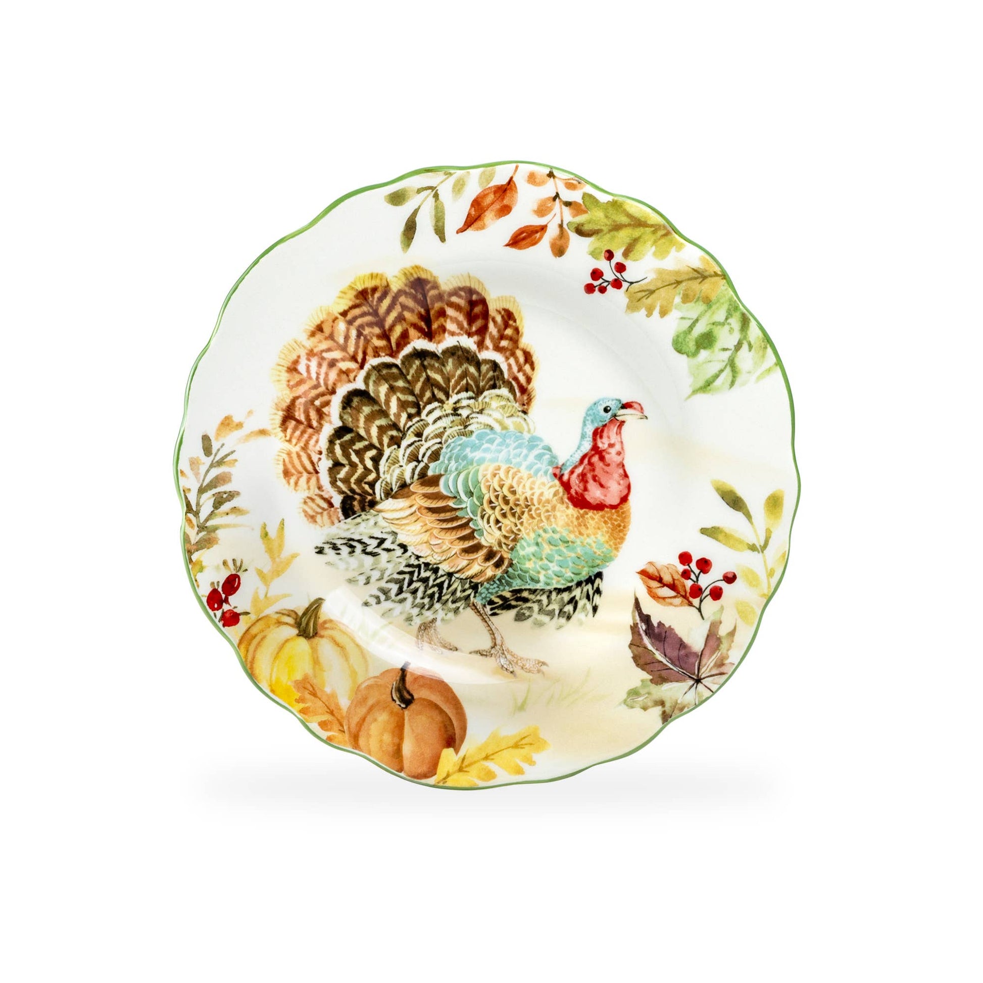 Turkey Autumn Harvest 8.5“ Dessert/Salad Plate - The Country Rabbit Gifts & Décor