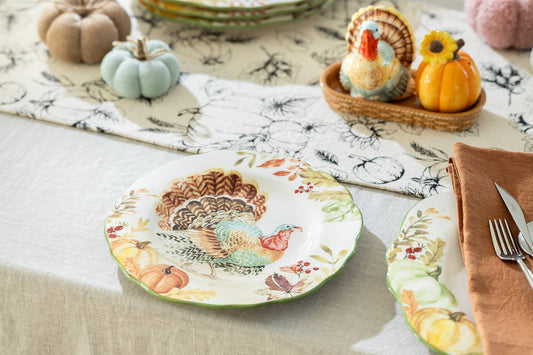 Turkey Autumn Harvest 8.5“ Dessert/Salad Plate - The Country Rabbit Gifts & Décor