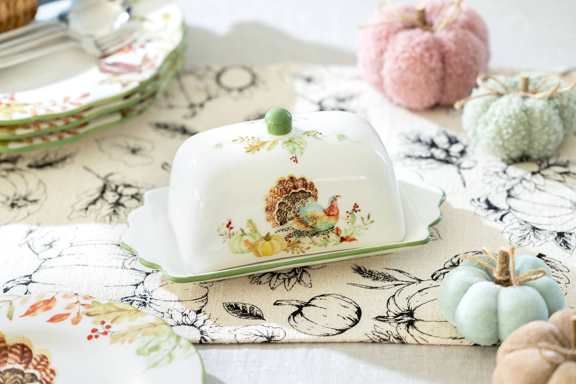 Turkey Autumn Harvest Butter Dish - The Country Rabbit Gifts & Décor