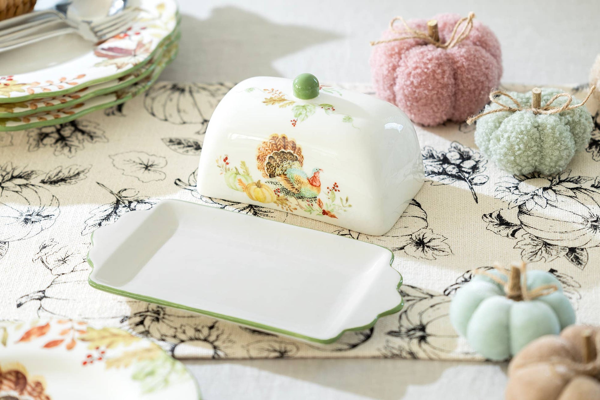 Turkey Autumn Harvest Butter Dish - The Country Rabbit Gifts & Décor
