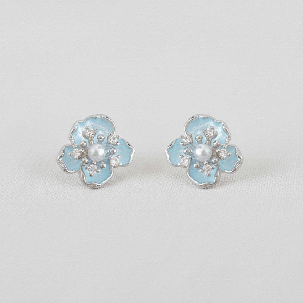 Vintage Enamel 3D Flower Stud Earrings - The Country Rabbit Gifts & Décor