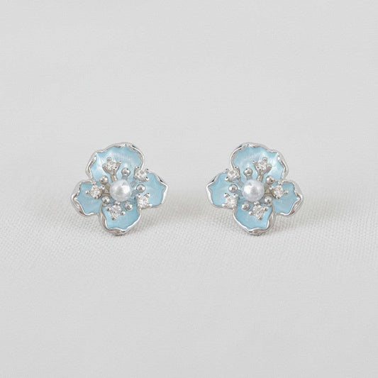 Vintage Enamel 3D Flower Stud Earrings - The Country Rabbit Gifts & Décor