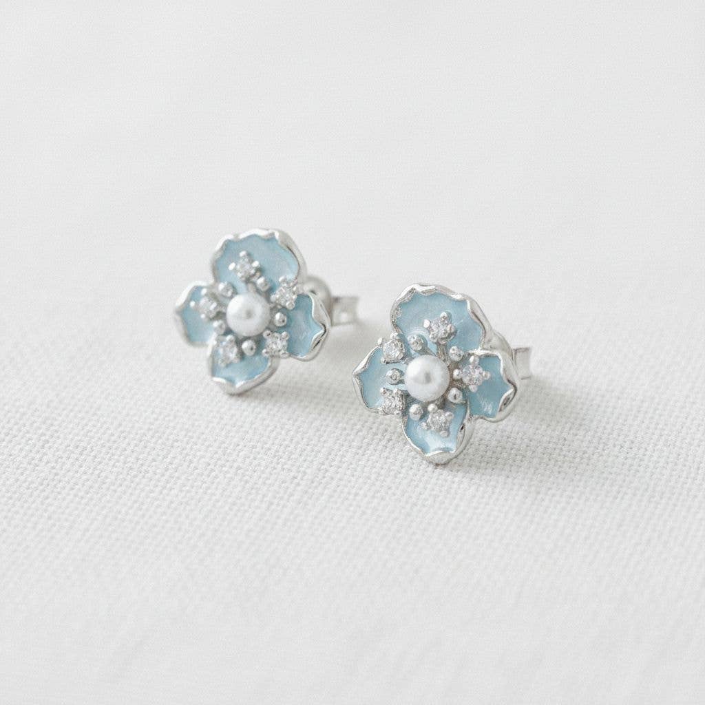 Vintage Enamel 3D Flower Stud Earrings - The Country Rabbit Gifts & Décor