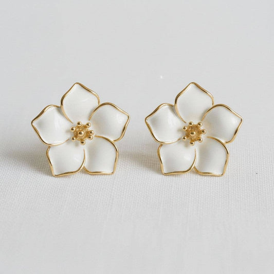 Vintage Inspired Enamel Camellia Stud Earrings - The Country Rabbit Gifts & Décor