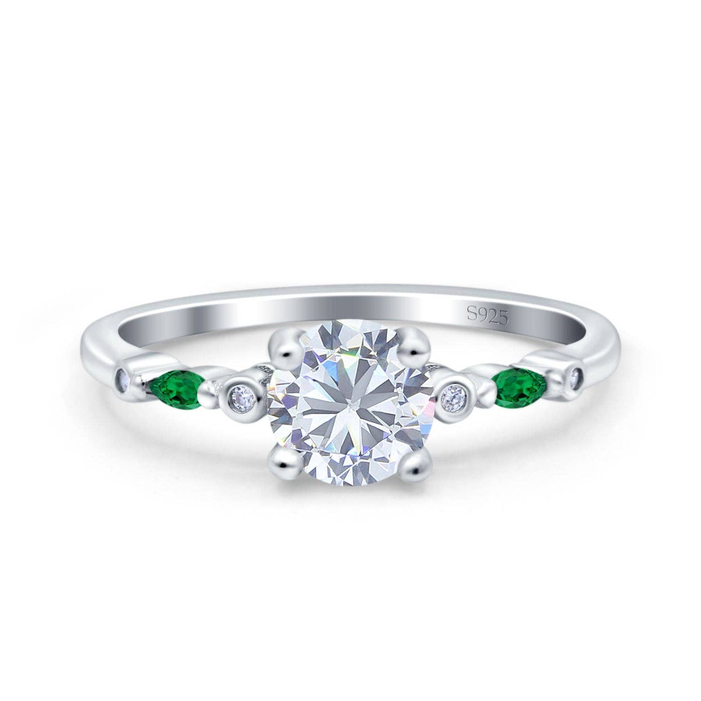 Vintage Style Round Marquise Green Emerald Simulated Cubic Zirconia Ring - The Country Rabbit Gifts & Décor