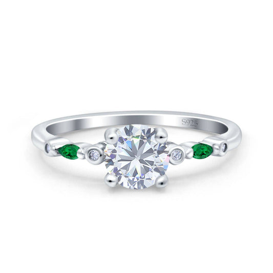 Vintage Style Round Marquise Green Emerald Simulated Cubic Zirconia Ring - The Country Rabbit Gifts & Décor