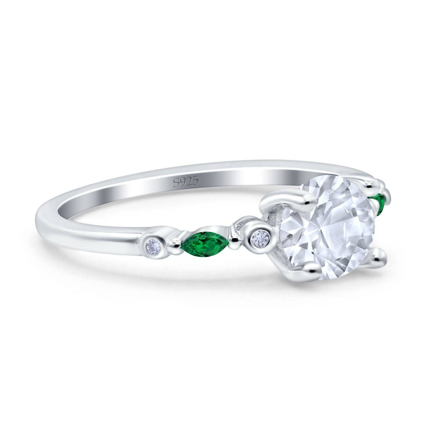 Vintage Style Round Marquise Green Emerald Simulated Cubic Zirconia Ring - The Country Rabbit Gifts & Décor