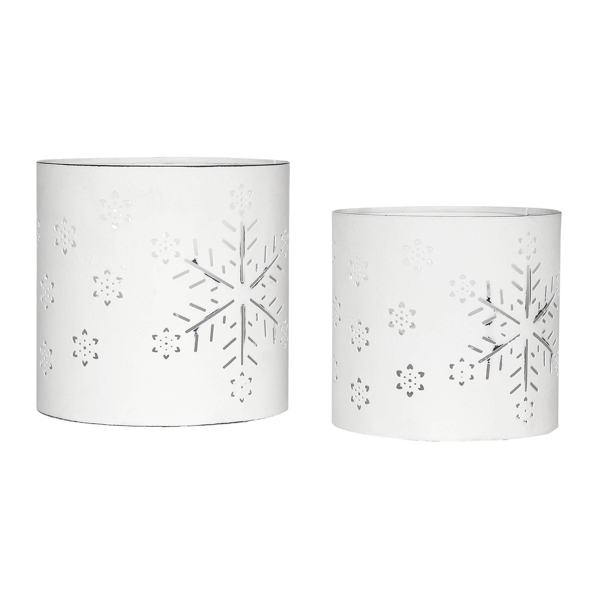 Votive Candle Holders Snowflake Cutouts Antique White Set of 2 - The Country Rabbit Gifts & Décor