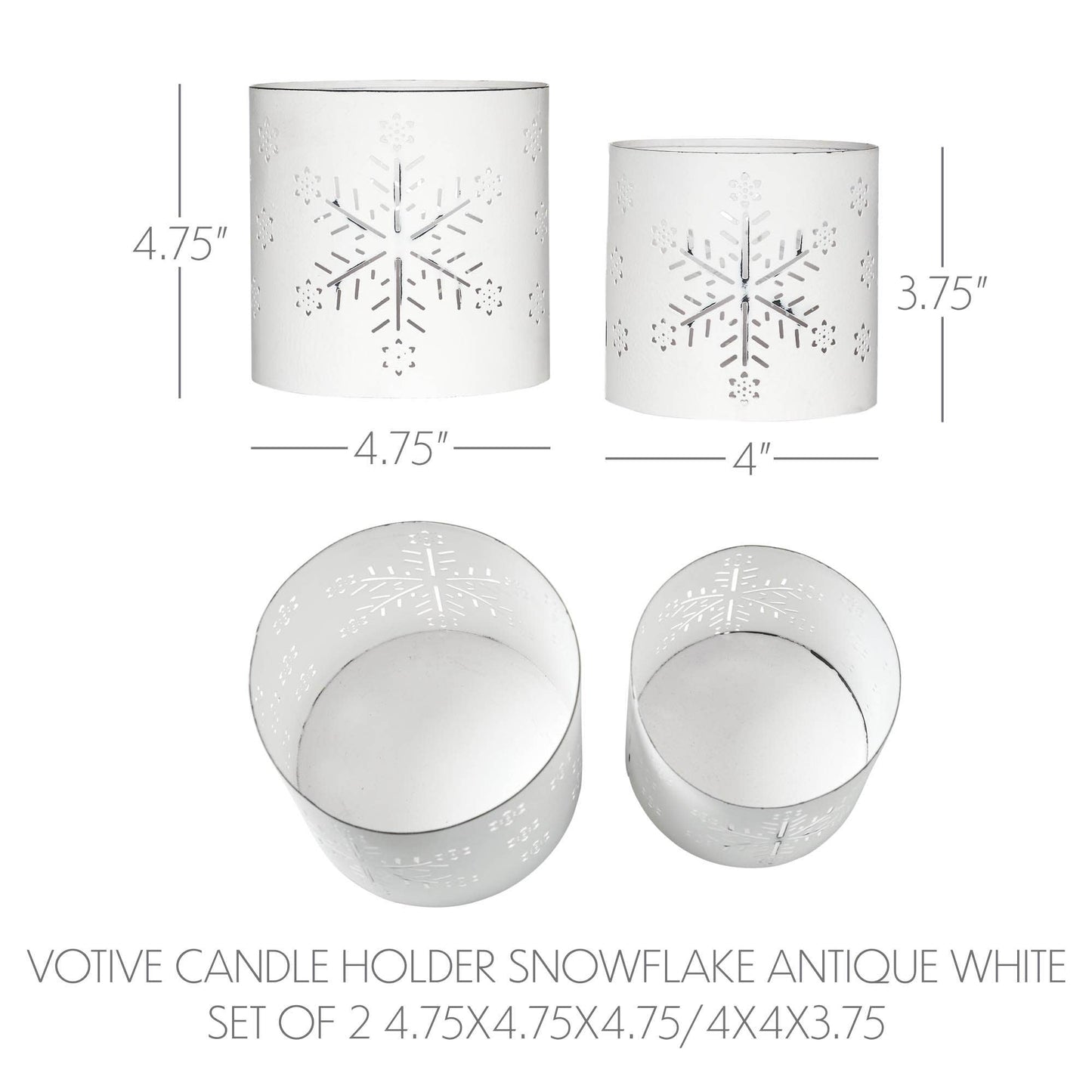 Votive Candle Holders Snowflake Cutouts Antique White Set of 2 - The Country Rabbit Gifts & Décor