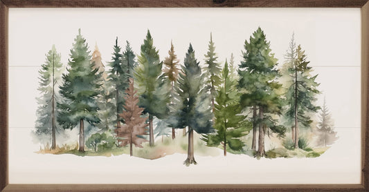 Watercolor Pines Forest Wall Artwork - The Country Rabbit Gifts & Décor