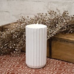 White Fluted Pottery LED Candle, 3" x 6" - The Country Rabbit Gifts & Décor