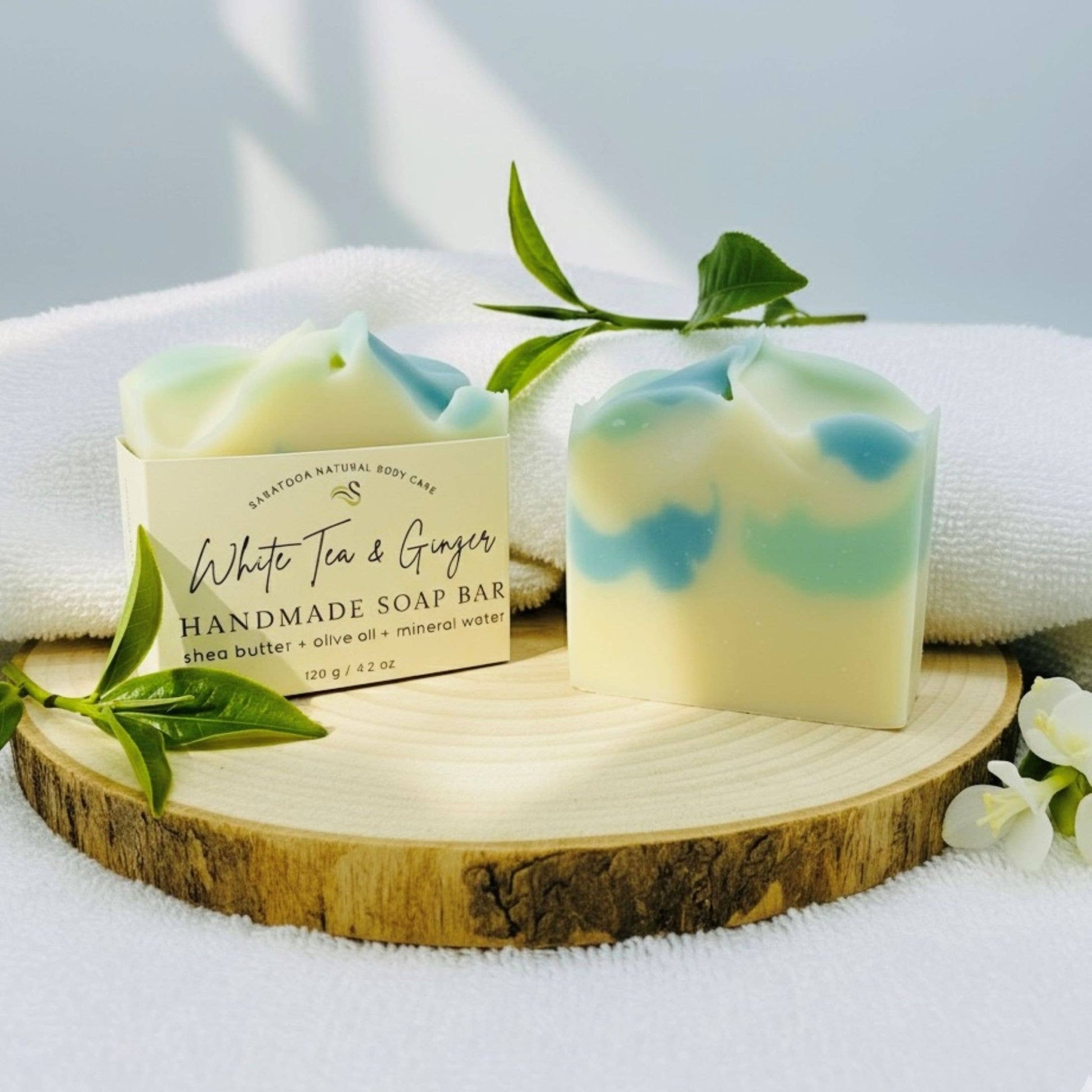 White Tea Ginger Handmade Soap Bar VEGAN COLD PROCESS - The Country Rabbit Gifts & Décor