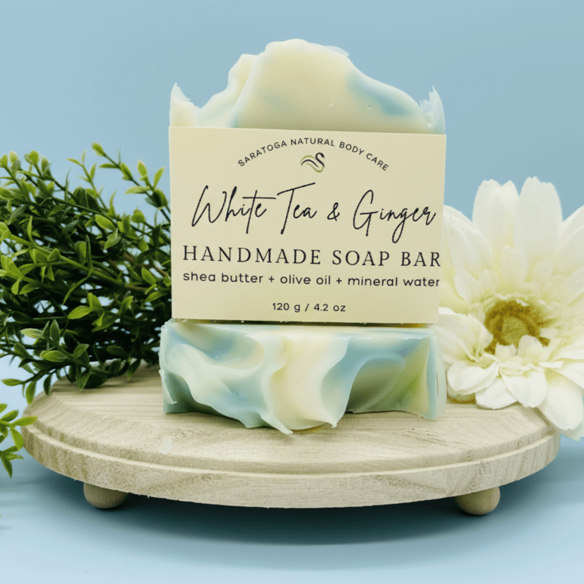 White Tea Ginger Handmade Soap Bar VEGAN COLD PROCESS - The Country Rabbit Gifts & Décor