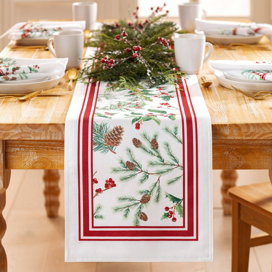 Winter Holiday Berry Table Runner - 13x70 - The Country Rabbit Gifts & Décor