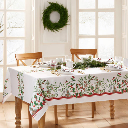 Winter Holiday Berry Tablecloth - The Country Rabbit Gifts & Décor