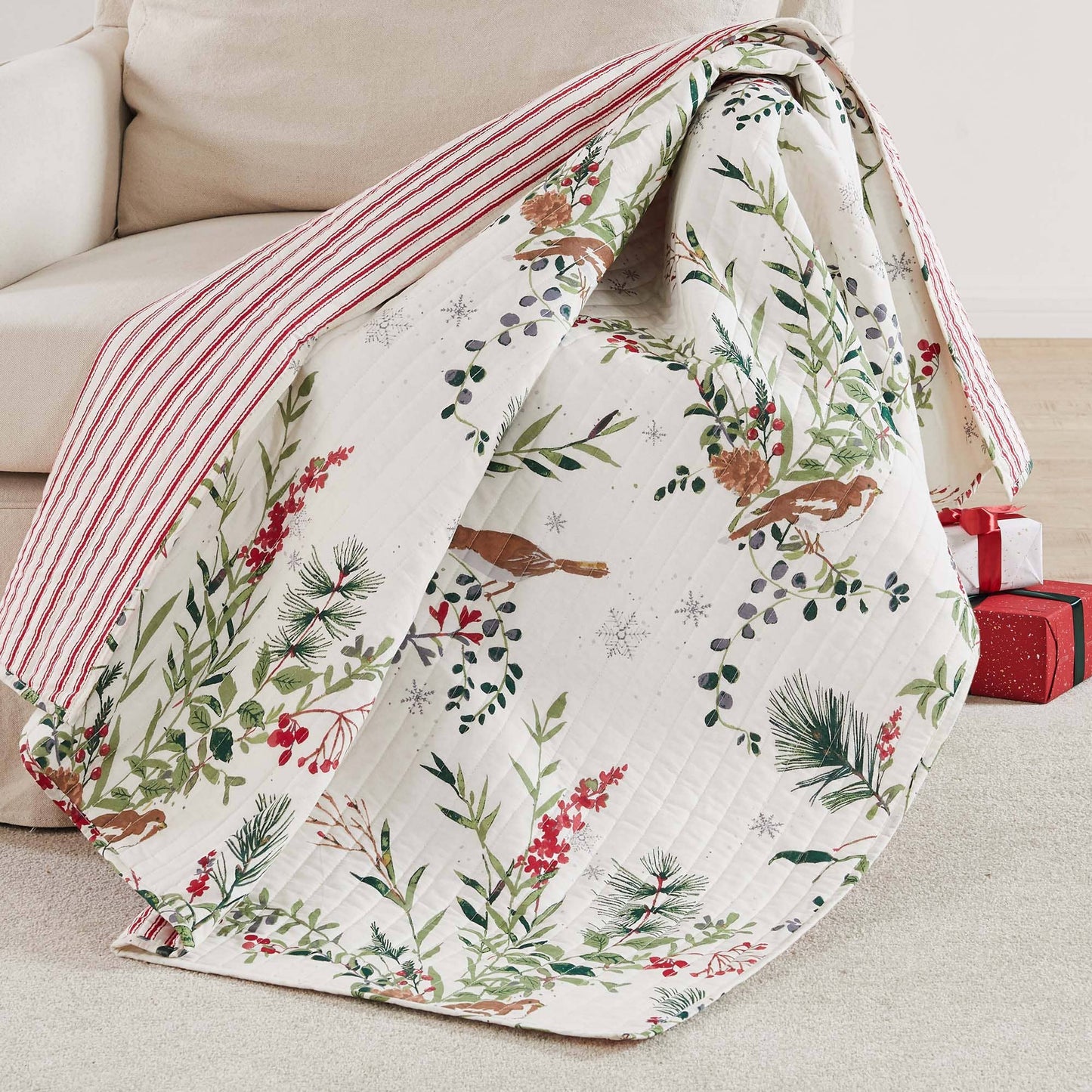 Winterberry Forest Quilted Reversible Throw Blanket - The Country Rabbit Gifts & Décor