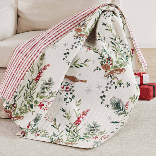 Winterberry Forest Quilted Reversible Throw Blanket - The Country Rabbit Gifts & Décor