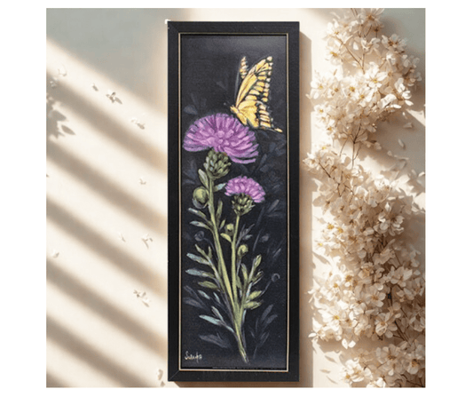 Yellow Butterfly Framed Print - 7" x 19" - The Country Rabbit Gifts & Décor
