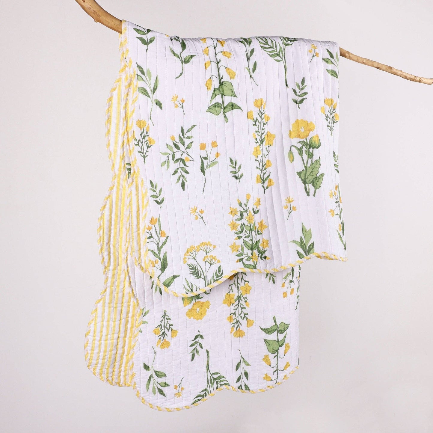 Yellow Spring Flowers Quilted Throw - The Country Rabbit Gifts & Décor