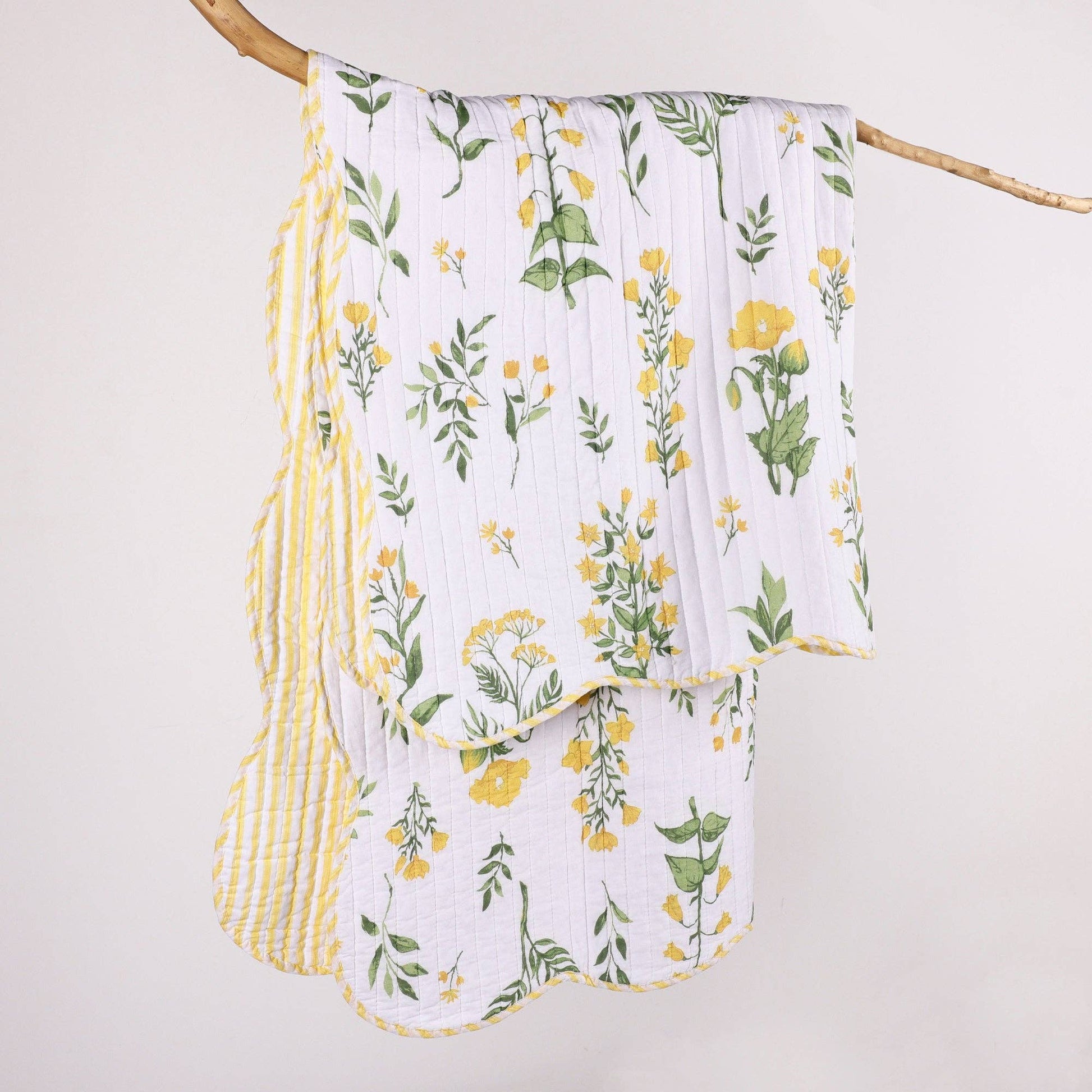 Yellow Spring Flowers Quilted Throw - The Country Rabbit Gifts & Décor